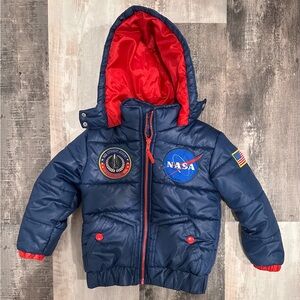 NASA Blue and Red Puffer Toddler Jacket